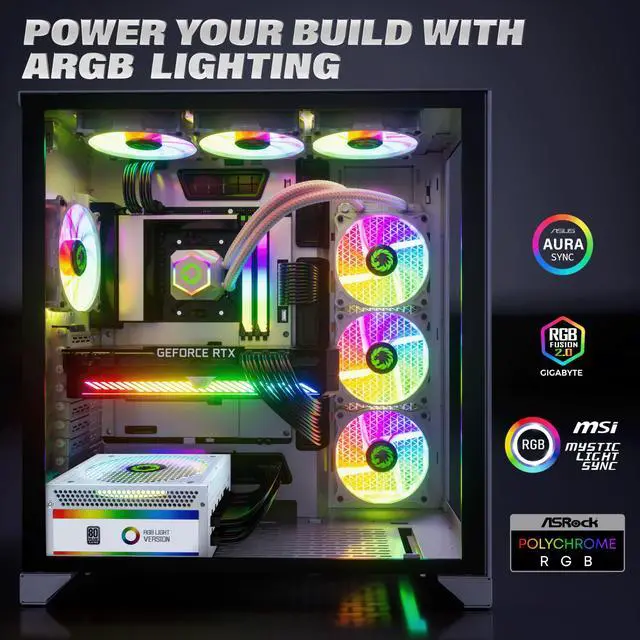 Alt view image 4 of 5 - GAMEMAX 1300W Power Supply, ATX 3.0 & PCIE 5.0 Ready, 80+ Platinum Certified, Addressable RGB with 5V Motherboard Sync, 100% Japanese Capacitors, Fully Modular, RGB-1300-White