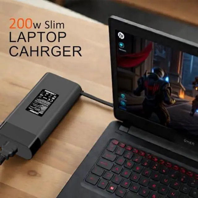 Alt view image 4 of 5 - LZUMWS 200W AC Adapter for HP Laptop Charger 19.5V/10.3A Power Supply with 4.5x3.0mm Tip Compatible with HP Victus/OMEN 16 /Pavilion Gaming/ZBook Fury/Studio/Envy/ProBook