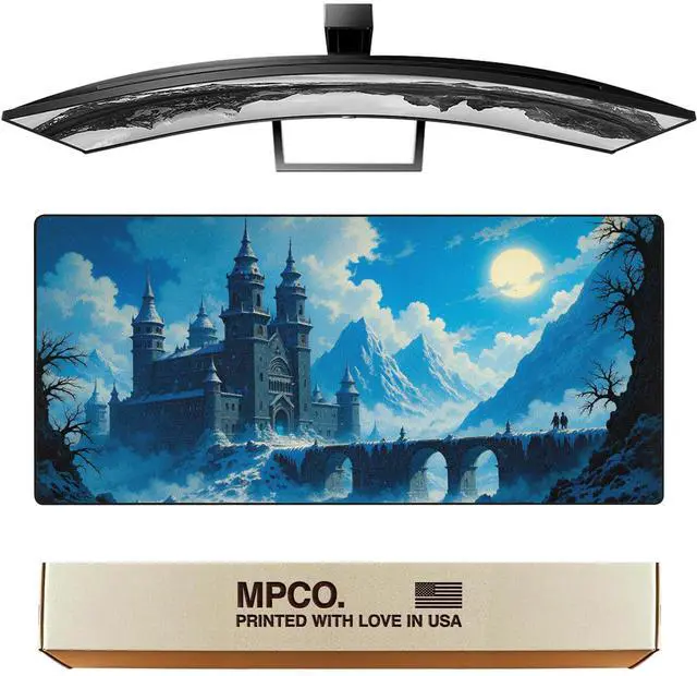 Main image of MPCO. Dark Fantasy Large Gaming Desk Pad - 36" x 17" Duraglyde Fabric The Frost Kings Castle Desk Mats - Non-slip, Washable, Smooth Glide for Precision Gaming & Work