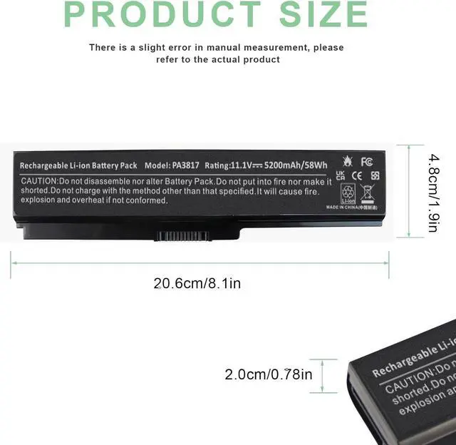 Alt view image 4 of 5 - Laptop Battery for Toshiba PA3817U-1BRS PA3818U-1BRS PA3819U-1BRS Satellite C655 C675 C675D L645 L645D L655 L655D L675 L675D L745 L755 L755D P745 P755 P775 M645 A660 A655 PA3817U Series Battery