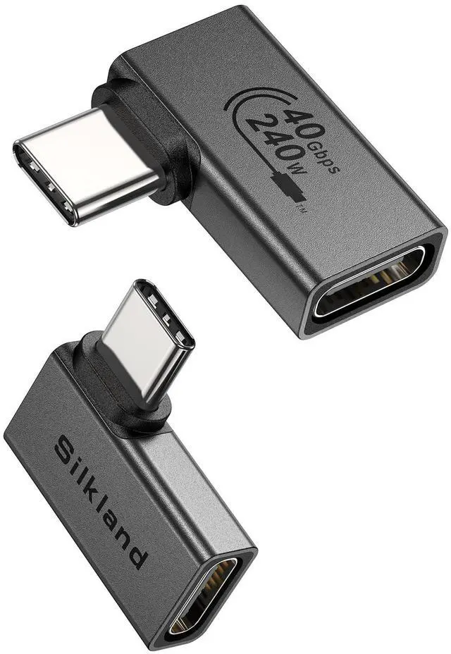 Main image of Silkland USB 4 Cable for Thunderbolt 4 Cable Right Angle 3.3FT and 90 Degree USB C Right Angle Adapter 2 Pack