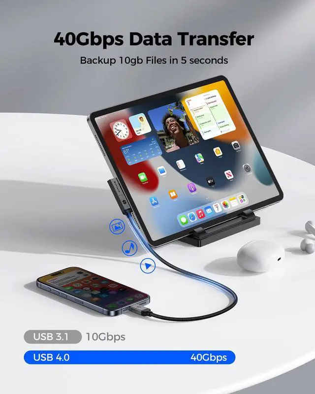 Alt view image 4 of 5 - Silkland USB 4 Cable for Thunderbolt 4 Cable Right Angle 3.3FT and 90 Degree USB C Right Angle Adapter 2 Pack