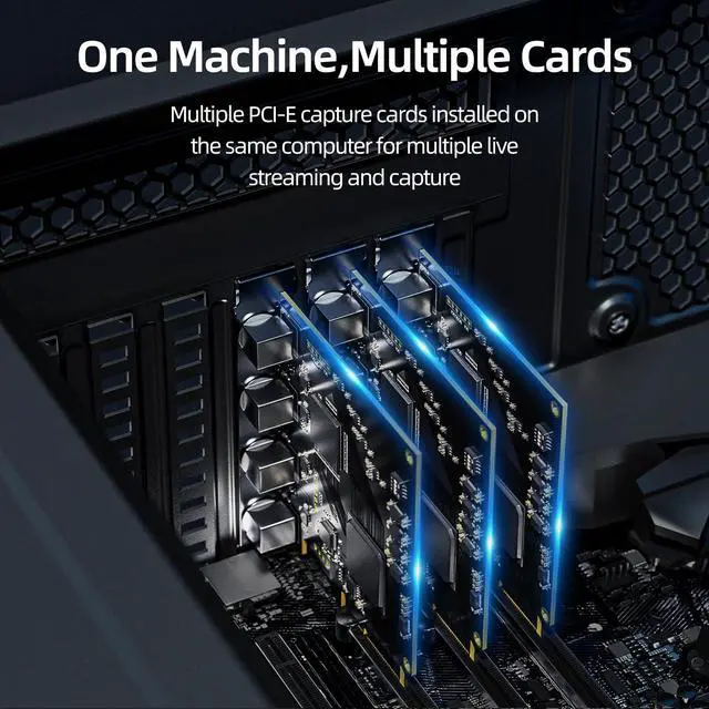 Alt view image 5 of 5 - Unisheen 4-Channel Quad SDI PCIe Video Capture Card,Ultra-Low Latency for Multi-Channel Live Streaming, Video Conferencing, Teaching, and Broadcasting