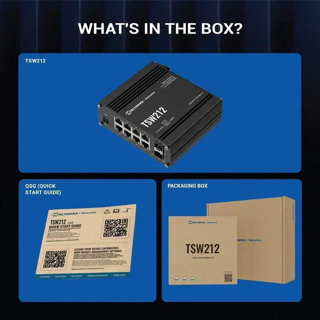 Alt view image 4 of 5 - Teltonika TSW212 Industrial Managed Ethernet Switch - 8 Port Gigabit Switch with 2 SFP Ports - L2 with L3 Features Network Switch - Support PROFINET & Other Protocol - Custom OS, RMS Compatible
