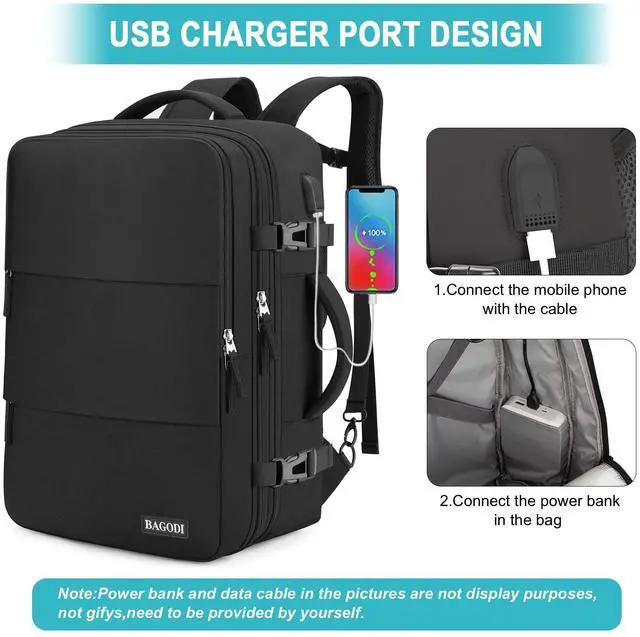 Alt view image 2 of 5 - Carry On Backpack, 42L Flight Approved Travel Backpack for Men Women,Airline Approved Gym Backpack Waterproof Business Laptop Daypack Laptop Backpack,Casual Daypack for Business Weekend Hiking