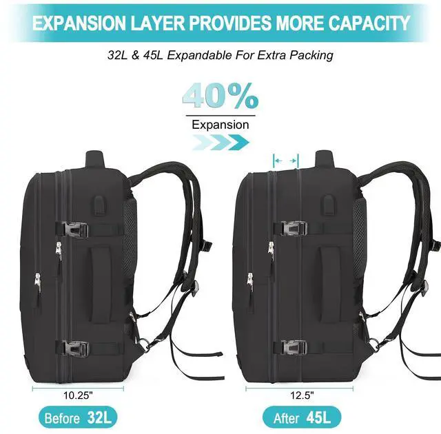 Alt view image 3 of 5 - Carry On Backpack, 42L Flight Approved Travel Backpack for Men Women,Airline Approved Gym Backpack Waterproof Business Laptop Daypack Laptop Backpack,Casual Daypack for Business Weekend Hiking