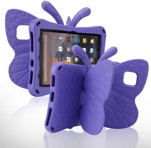 Main image of Simicoo Amazon Fire 7 Tablet 12th Gen 2022 Case Cute Butterfly Case with Stand for Kids Light Weight EVA Rugged Shockproof Heavy Duty Kids Friendly Full Cover for Fire 7 2022 (Purple)