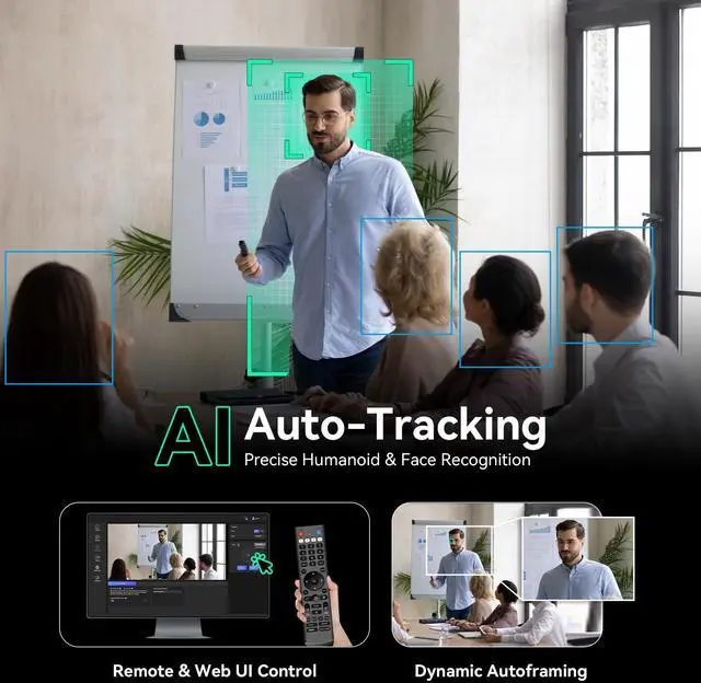 Alt view image 5 of 5 - Tenveo PTZ Camera and Controller Bundle/Kits - 20X NDI AI Auto-Tracking PTZ Camera with HDMI/USB3.0/LAN(PoE) and PTZ Controller PoE Joystick Controller for Church Worship Services Live Streaming