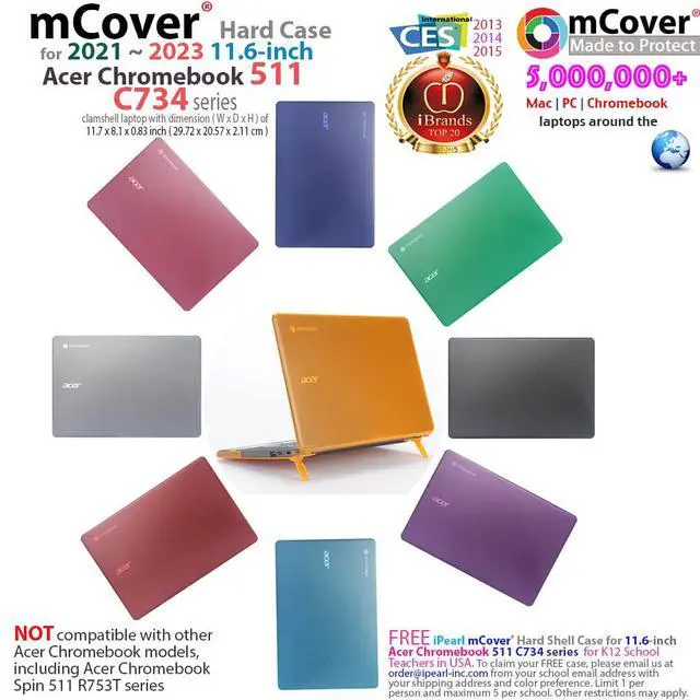 Alt view image 2 of 5 - mCover Hard Case Only Compatible for 2021~2023 11.6" Acer Chromebook 511 C734 Series Traditional Clamshell Laptop Computers (NOT Compatible with Any Other Acer Models) - Black