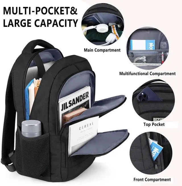 Alt view image 3 of 5 - Backpack for School, School Backpack for Boys Girls Teens, Backpacks for Men, Back Pack, Water Resistant College High Middle School Bookbag,Book Bag, Black mochilas escolares para adolescentes