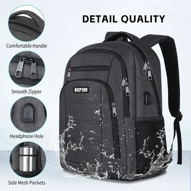 Alt view image 5 of 5 - Backpack for School, School Backpack for Boys Girls Teens, Backpacks for Men, Back Pack, Water Resistant College High Middle School Bookbag,Book Bag, Black mochilas escolares para adolescentes