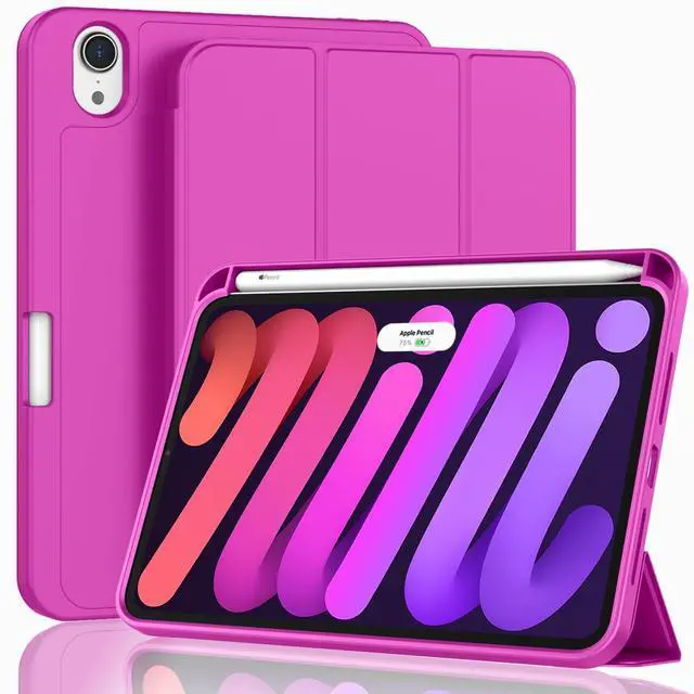 Main image of ZryXal for iPad mini 7 Case A17 Pro 2024/iPad Mini 6 Case 2021 8.3 Inch with Pencil Holder, iPad mini 7th/6th Generation Case with Soft TPU Back and Auto Sleep/Wake, Deep Pink
