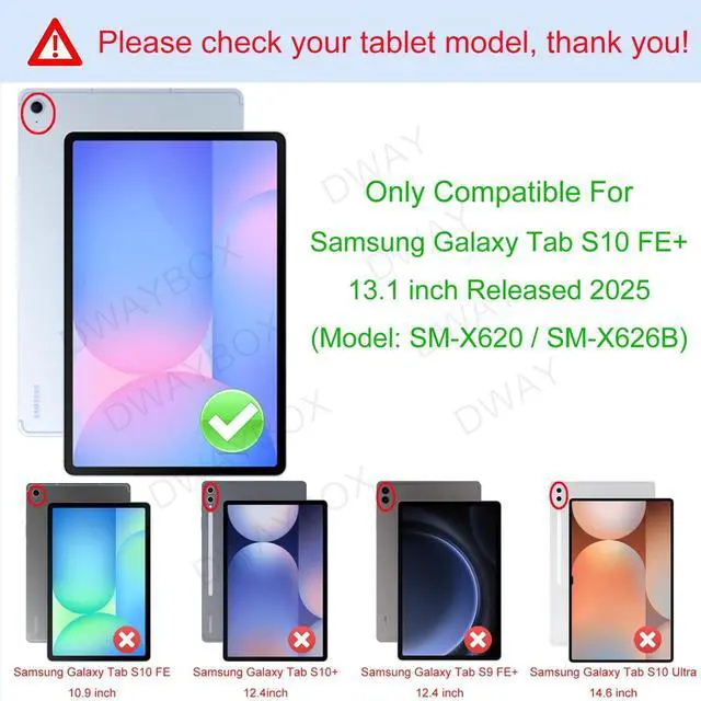 Alt view image 2 of 5 - DWaybox Case for Samsung Galaxy Tab S10 FE+ / S10 FE Plus 13.1 inch 2025 Model (SM-X620 / X626B)  Shockproof Retro PU Leather + Flexible TPU Back Cover with Grip Strap & Card Slots -Black