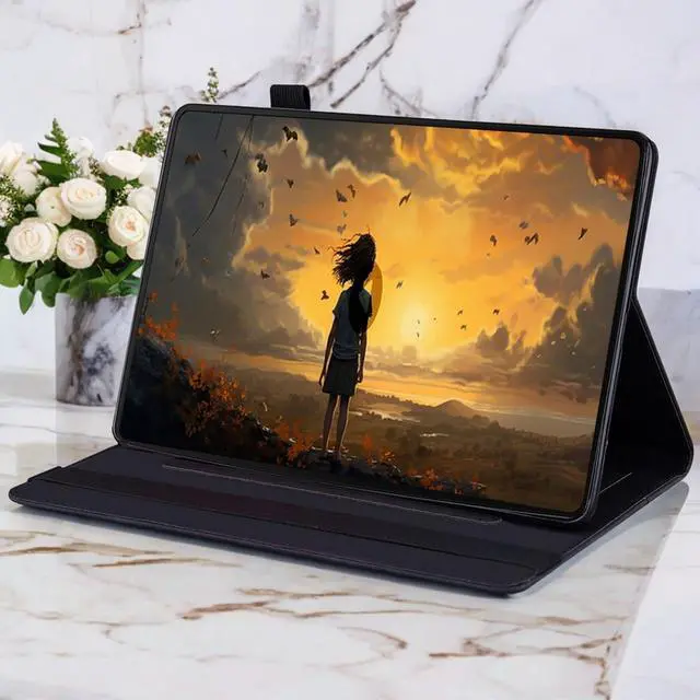 Alt view image 3 of 5 - DWaybox Case for Samsung Galaxy Tab S10 FE+ / S10 FE Plus 13.1 inch 2025 Model (SM-X620 / X626B)  Shockproof Retro PU Leather + Flexible TPU Back Cover with Grip Strap & Card Slots -Black