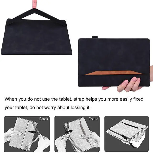 Alt view image 5 of 5 - DWaybox Case for Samsung Galaxy Tab S10 FE+ / S10 FE Plus 13.1 inch 2025 Model (SM-X620 / X626B)  Shockproof Retro PU Leather + Flexible TPU Back Cover with Grip Strap & Card Slots -Black