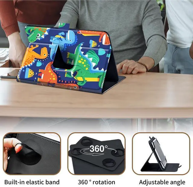 Alt view image 3 of 5 - Case for Walmart Onn 7 Inch Gen 3 2022 Release Tablet Case, Models 100071481,360 Degree Rotating Case Protective Cover, for Walmart Onn 7 Inch Gen 3 2022,Cute Dinosaur