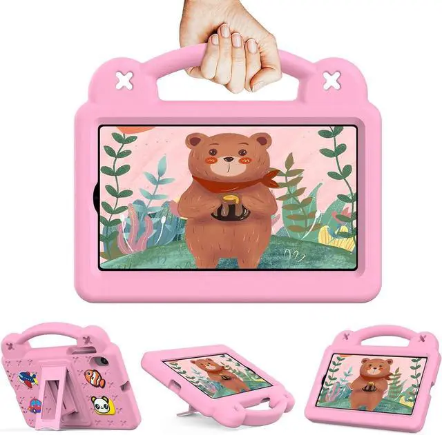 Main image of Golden Sheeps Kid Friendly Case Compatible for Walmart Onn 7 Inch Gen 4 2024 (Model:100135924) Shockproof Ultra Light Weight Convertible Handle Stand Cover (Pink)