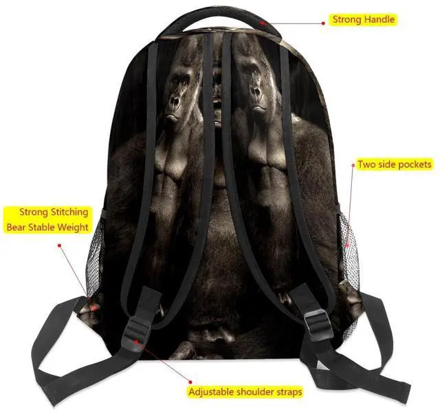 Alt view image 2 of 5 - College Bookbag Monkey Animal School Bag Business Laptop Backpack Travel Hiking Daypack Large Diaper Bag for Adult Girls Boys