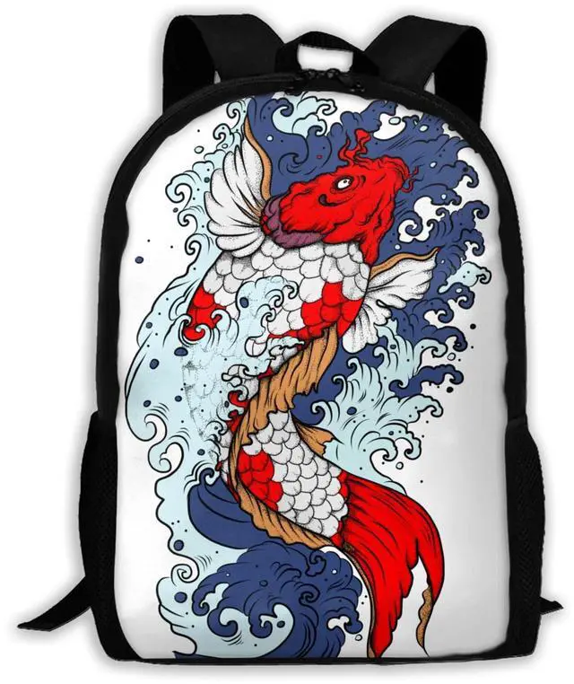 Main image of Satuen Large Capacity Bookbag Backpack 17 Inch,Cute Fish Swimming Personalized Funny Travel Laptop Backpacks Daypack with Side Pockets,Cartoon Book Bag Rucksack for Outdoor