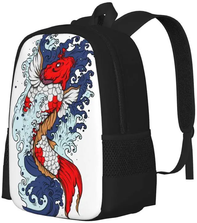 Alt view image 2 of 5 - Satuen Large Capacity Bookbag Backpack 17 Inch,Cute Fish Swimming Personalized Funny Travel Laptop Backpacks Daypack with Side Pockets,Cartoon Book Bag Rucksack for Outdoor