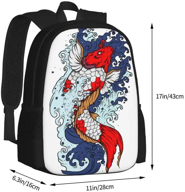 Alt view image 4 of 5 - Satuen Large Capacity Bookbag Backpack 17 Inch,Cute Fish Swimming Personalized Funny Travel Laptop Backpacks Daypack with Side Pockets,Cartoon Book Bag Rucksack for Outdoor