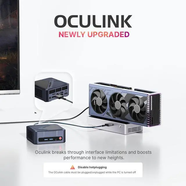 Alt view image 4 of 5 - origimagic A1 Ryzen 7 7840HS Mini PC Oculink, 32GB DDR5 1TB NVMe SSD Mini Gaming PC with Radeon 780M, 8K USB4.0, Wi-Fi6E, BT5.2, Reliable Home/Office PC