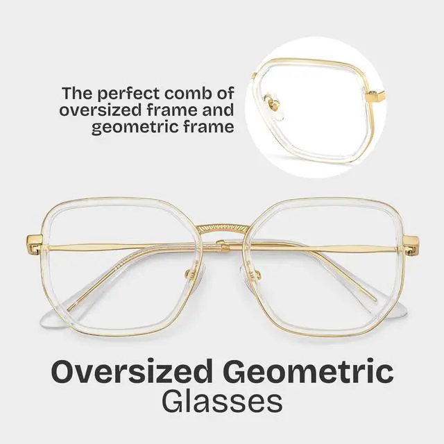 Alt view image 4 of 5 - Zeelool Blue Light Glasses for Women Fashion Transparent Geometric Eyeglasses Lightweight Computer Eyewear Anti Eyestrain Levi JGX509995-01B