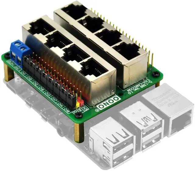 Main image of RJ45 GPIO Pinout Breakout Board for Raspberry Pi 1A+ 1B+ 2B 3B 3B+ 3A+ 4B Zero-W