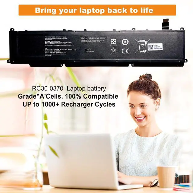 Alt view image 2 of 5 - BOWEIRUI RC30-0370 Battery Replacement for Razer Blade 14 2021 2022 RZ09-0370 RZ09-0368 RZ09-0427 RZ09-0370AE23 RZ09-0370BEA3-R3U1 RZ09-0370CEA3-R3U1 RZ09-0427EE23-R3U1 RZ09-0427NEA3 RZ09-0427PEA3