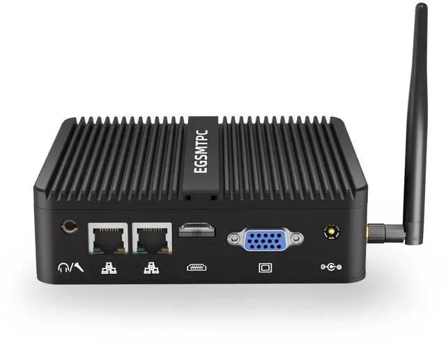Main image of EGSMTPC Fanless Mini PC, Industrial PC Intel N100, 8GB RAM, 512GB SSD, Dual Display (4K HD + VGA), 2 RS232 COM, Dual Gigabit Ethernet, WiFi, BT, Mini Computer Win 11