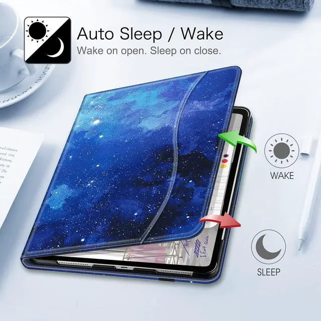 Alt view image 4 of 5 - Fintie Folio Case for iPad Pro 12.9" 6th Generation 2022, Multi-Angle Smart Stand Cover w/Pencil Holder & Pocket, Also Fit iPad Pro 12.9 2021 5th & 2020 4th & 2018 3rd Gen, Starry Sky
