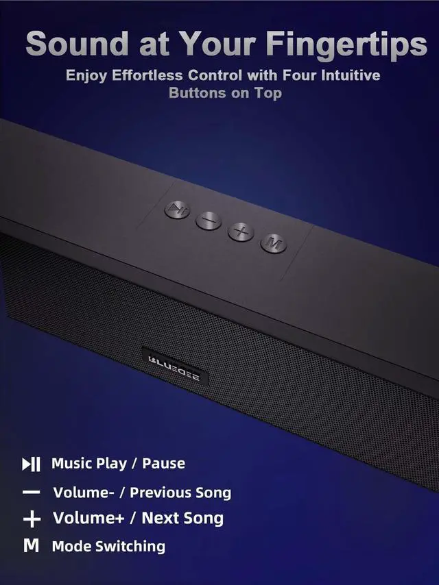 Alt view image 5 of 5 - Computer Speakers, 24W Bluetooth Computer Soundbar, 3.5mm Aux-in Computer Speakers for Desktop Monitor, Computer Sound Bar with Deep Impactful Bass, Gaming Speakers for PC,Laptop,Tablet