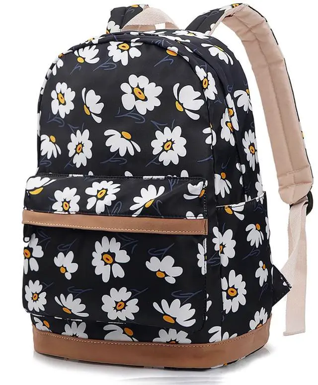 Main image of Xinveen Floral Laptop Backpack School Bag Bookbags Lightweight Water Resistant Backpack for Womens Travel Daisy Black