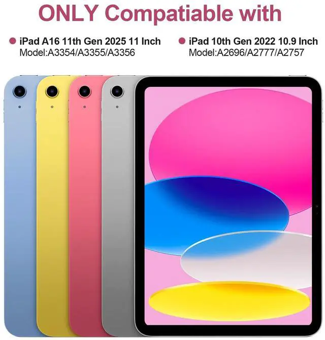 Alt view image 2 of 5 - AHYWTAN for iPad 11/10th Generation Case with Keyboard,Detachable Bluetooth Keyboard case for iPad A16 2025 11 inch/10th Gen 2022 10.9 with Pencil Holder, Square Keycaps, Pink-w