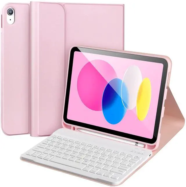 Main image of AHYWTAN for iPad 11/10th Generation Case with Keyboard,Detachable Bluetooth Keyboard case for iPad A16 2025 11 inch/10th Gen 2022 10.9 with Pencil Holder, Square Keycaps, Pink-w