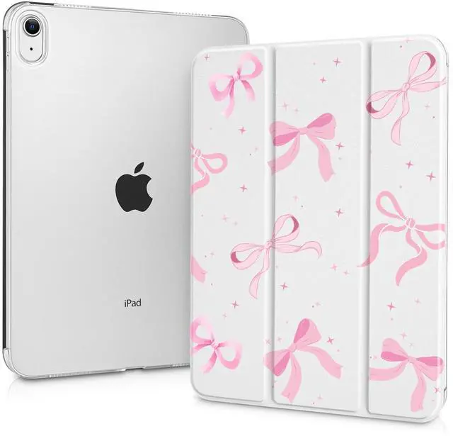 Main image of Tuiklol Case for iPad 11 inch A16 2025 Generation 11th / iPad 10.9 inch 2022 10th Genertion, Slim Protective with Shockproof Cover PC Matte Clear Transparent Back Shell Auto Wake/Sleep, Bow-White