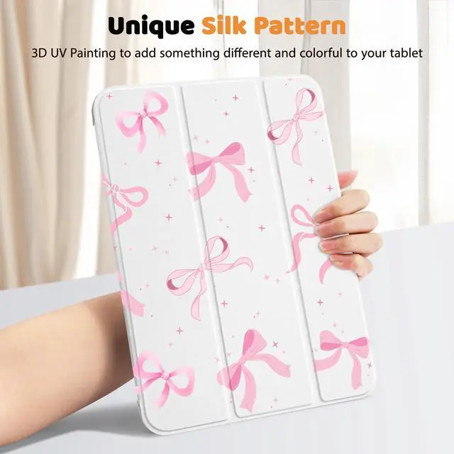 Alt view image 5 of 5 - Tuiklol Case for iPad 11 inch A16 2025 Generation 11th / iPad 10.9 inch 2022 10th Genertion, Slim Protective with Shockproof Cover PC Matte Clear Transparent Back Shell Auto Wake/Sleep, Bow-White