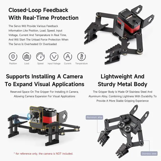 Alt view image 4 of 5 - waveshare High-performance Robotic Arm Gripper, Comes with ST3215 Serial Bus Servo, Closed-loop Control, Real-time Protection, Adjustable Gripper Stand-off