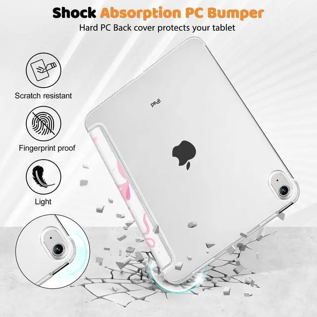 Alt view image 3 of 5 - Tuiklol Case for iPad 11 inch A16 2025 Generation 11th / iPad 10.9 inch 2022 10th Genertion, Slim Protective with Shockproof Cover PC Matte Clear Transparent Back Shell Auto Wake/Sleep, Bow-White