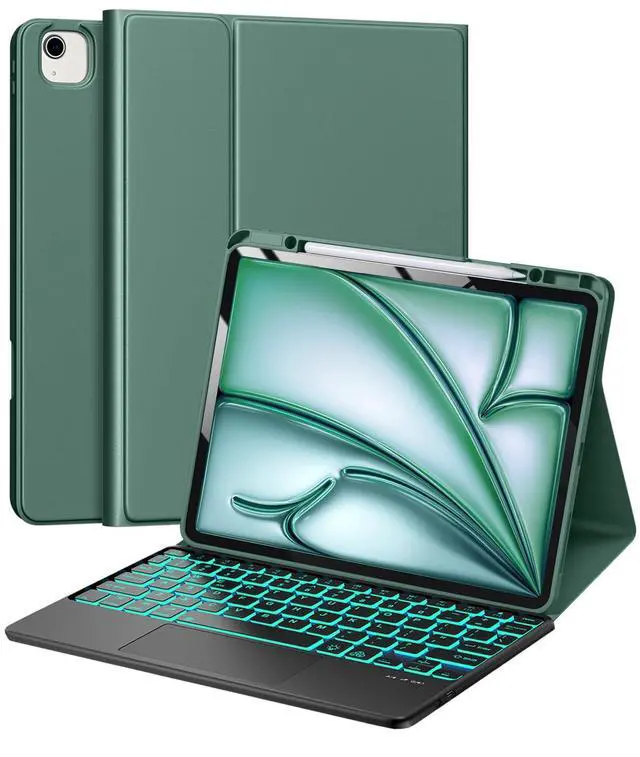 Main image of Keyboard Case for iPad Air 13 (M3, 2025/M2, 2024) & iPad Pro 12.9 inch 6th/5th/4th/3rd Generation - Wireless Bluetooth Backlit Keyboard with Multi-Touch Trackpad, Smart Folio Cover with Pencil Holder