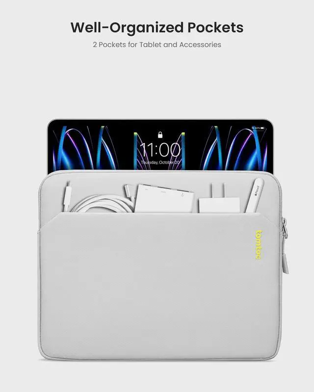 Alt view image 2 of 5 - tomtoc 11 Inch Tablet Case Sleeve for 2025 iPad Pro M5/M4, iPad (A16), Air M3&M2 2024, Galaxy Tab S10/A10+, Fits Magic Keyboard and Smart Keyboard Folio