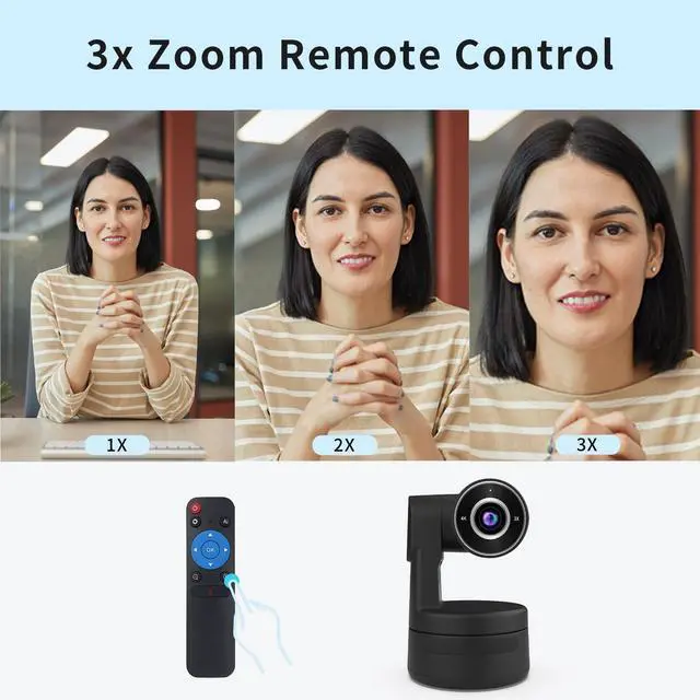 Alt view image 3 of 5 - ADKIDO Tiny 4K PTZ Webcam HDR ½.8" Sensor Auto-Frame Gesture Control Built-in Pickup Support USB Audio and Video Output for Online Meetings, Online Chats, Online Classes, Live Streaming, etc.