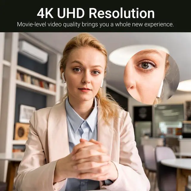 Alt view image 5 of 5 - ADKIDO Tiny 4K PTZ Webcam HDR ½.8" Sensor Auto-Frame Gesture Control Built-in Pickup Support USB Audio and Video Output for Online Meetings, Online Chats, Online Classes, Live Streaming, etc.