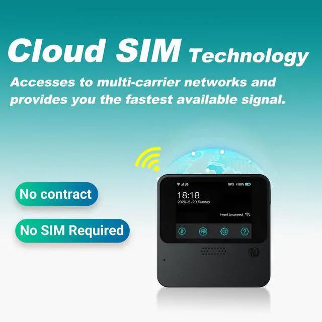 Alt view image 2 of 5 - FREEBOT Portable WiFi Hotspot with Preloaded 50GB US Data (90 Days) No SIM Card, 4G LTE Pocket WiFi for International Travel to 150+ Countries, Connect 10 Devices - Ideal for Carry-On & Remote Work