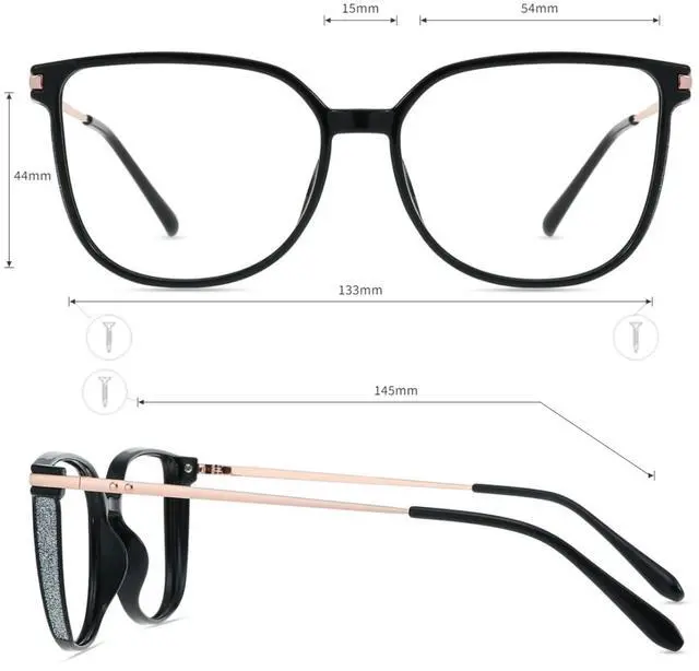 Alt view image 4 of 5 - Firmoo Oversized Blue Light Blocking Glasses, Glitters Design Lightweight Computer/Phone/TV Eyewear TR90