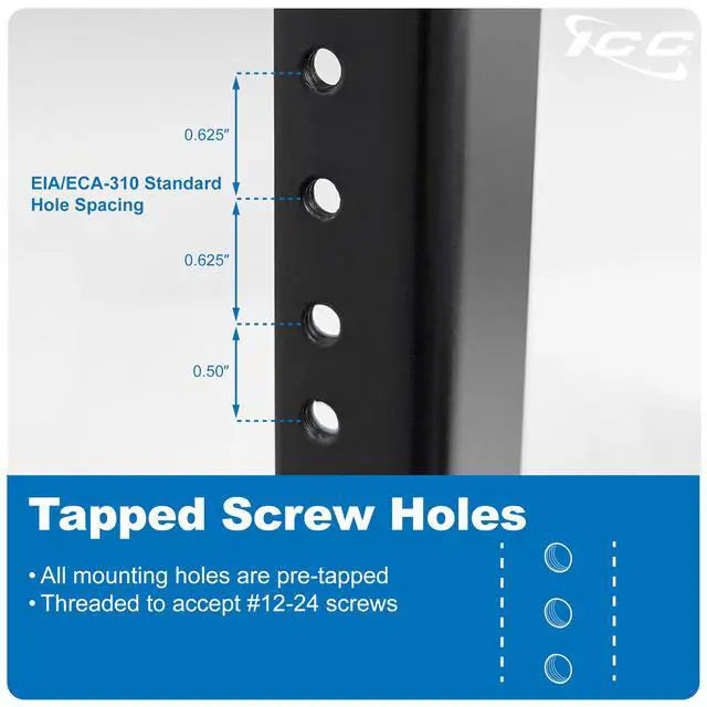 Alt view image 5 of 5 - ICC 15U Wall Mount 19 Open Frame Server Rack  18 Deep Cold-Rolled Steel, 125lb Load Capacity  Network Rack for Patch Panels, Switches, AV, IT & Telecom Equipment Installations