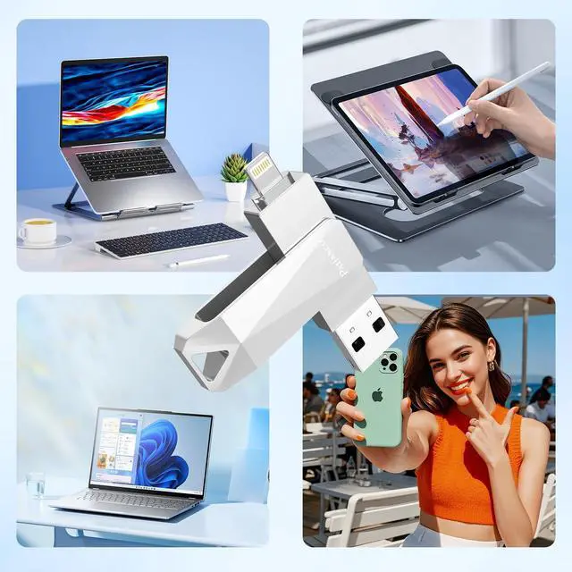 Alt view image 4 of 5 - USB Flash Drive for iPhone 512GB Apple MFi Certified Photo Stick Thumb Drive, iPhone-Memory-Stick for iPad/iPhone/Computer Picture Keeper Portable Hard Drive GreySliver