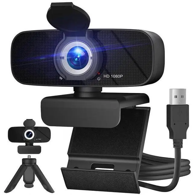 Main image of RUWBY Webcam with Built-in Microphone and Rotatable Tripod, Video and Wide Angle Camera, Privacy Cover (2K Webcam with USB Cable)