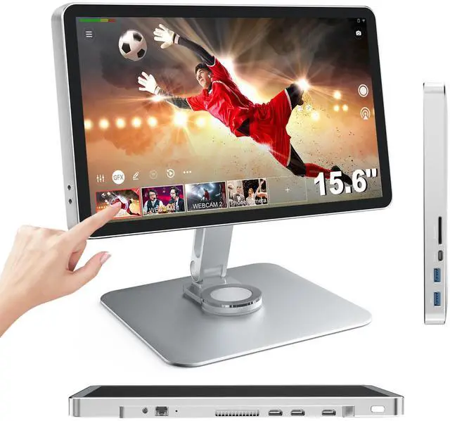 Main image of JUNEBOX 15.6" Large LCD Touch Screen, All-in-One Video Switcher Monitor Encoder Recorder, Video Mixer with 10 Signal Inputs, Live Streaming Equipment for NDI/RTMP/SRT/RTSP/Facebook/YouTube, etc