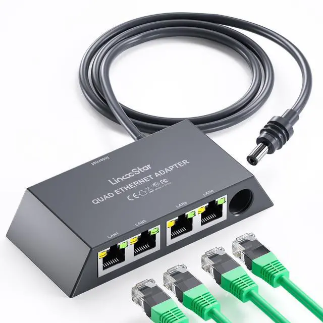 Main image of Starlink Ethernet Adapter Splitter for Starlink Gen 3/Mini, Starlink Adapter Ethernet 1 to 4 RJ45 LAN Network Extension for Cat 5/5e/6/7/8 Cable Fast & Stable Connection [4 Devices Simultaneously]